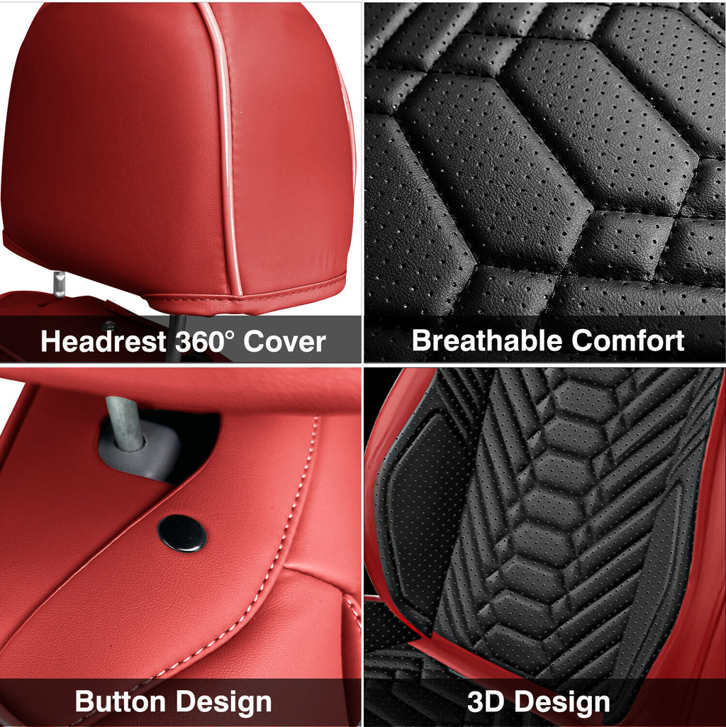 Universal Leather Car Seat Covers Full Set 5 Seats, Airbag Compatible, Breathable Automotive Accessories for Sedans Cars
