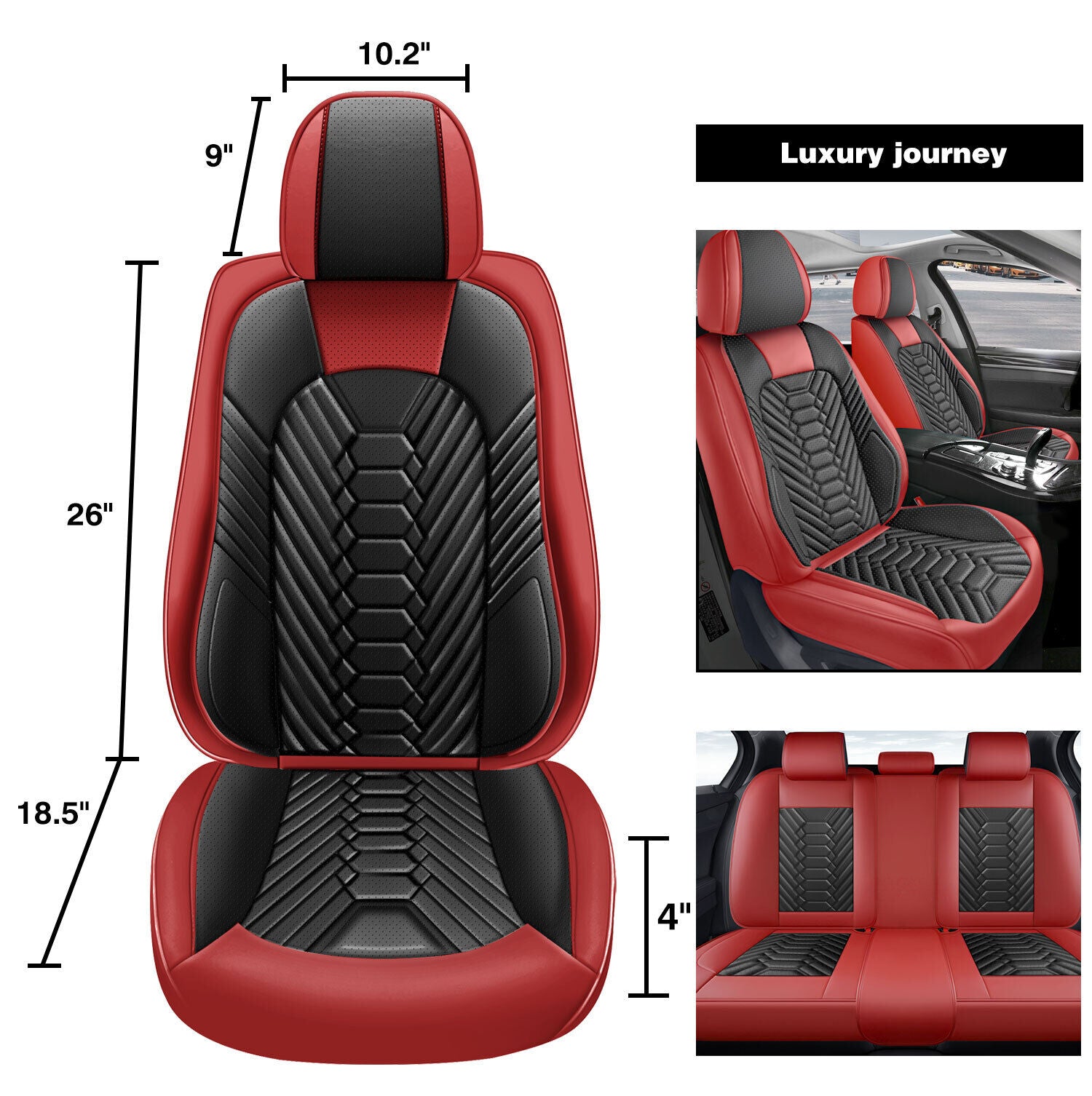 Universal Leather Car Seat Covers Full Set 5 Seats, Airbag Compatible, Breathable Automotive Accessories for Sedans Cars